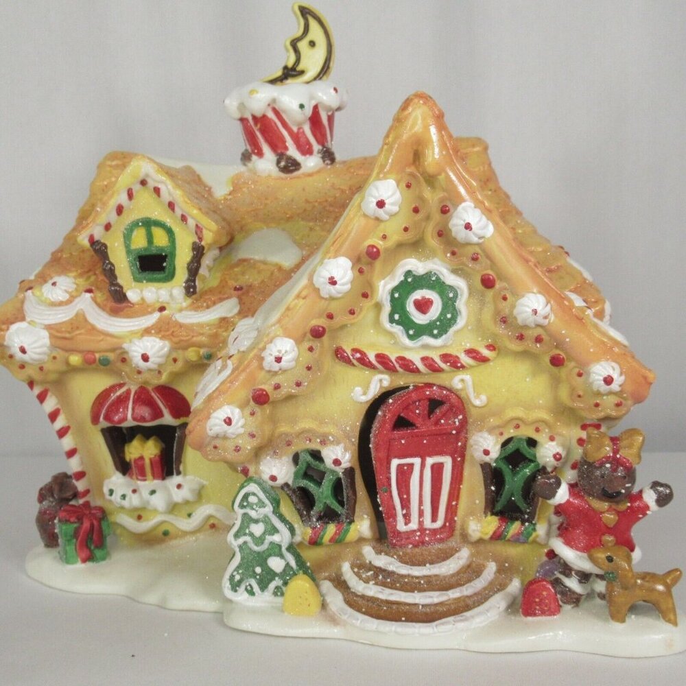 Vintage OWell Christmas Gumdrop Ceramic House Limited Lighted Cookie Candy 7.5"